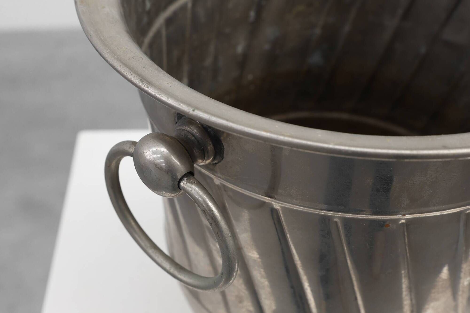 Art deco Metal Ice Bucket with Ring Handles, France 1920s