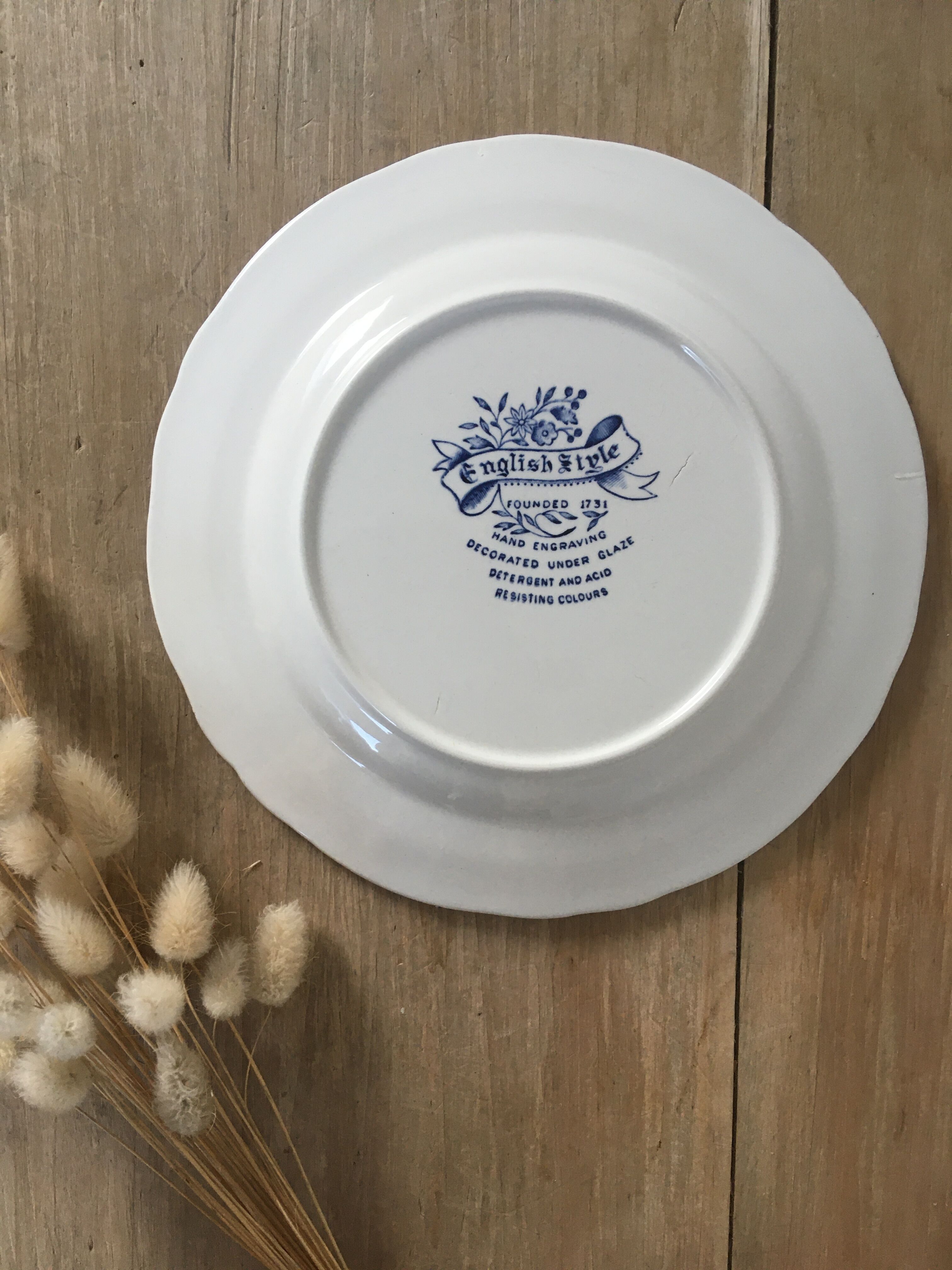 Blue English dessert plates