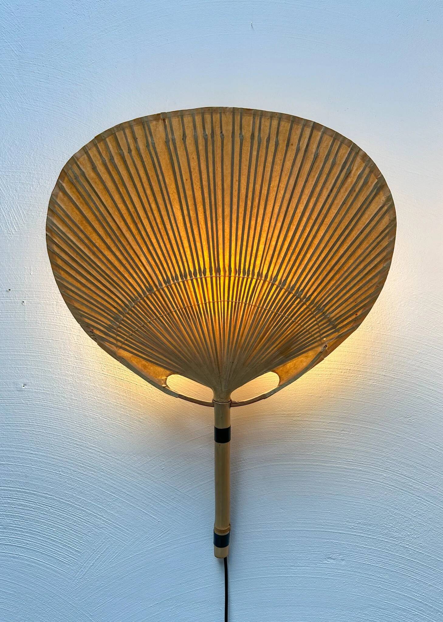 1970s Vintage Ingo Maurer for M-Design Uchiwa III Bamboo Wall Light