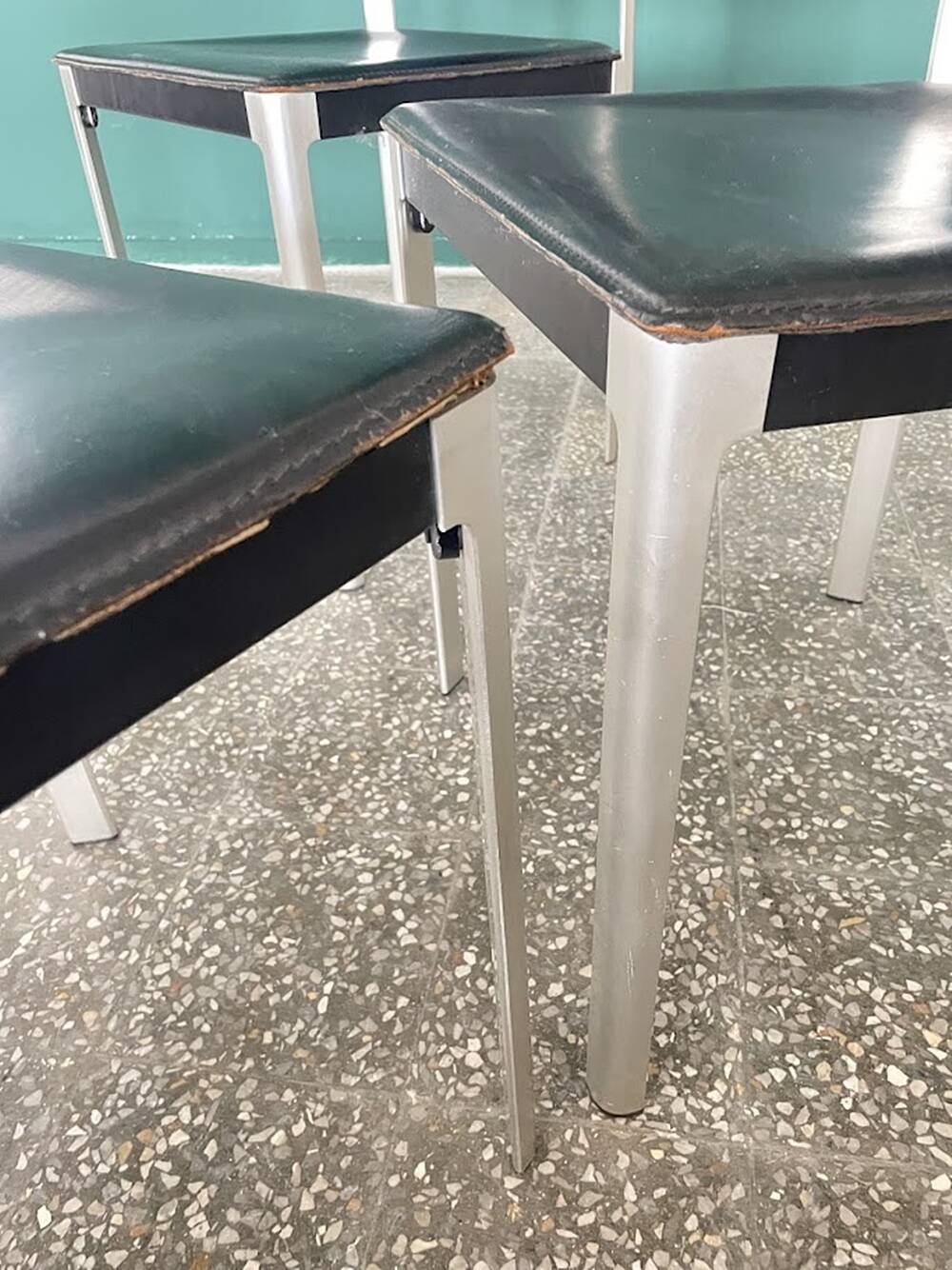 Set of 4 Matteo Grassi Postmodern Black Leather Dining Chairs, Italy, 1980s