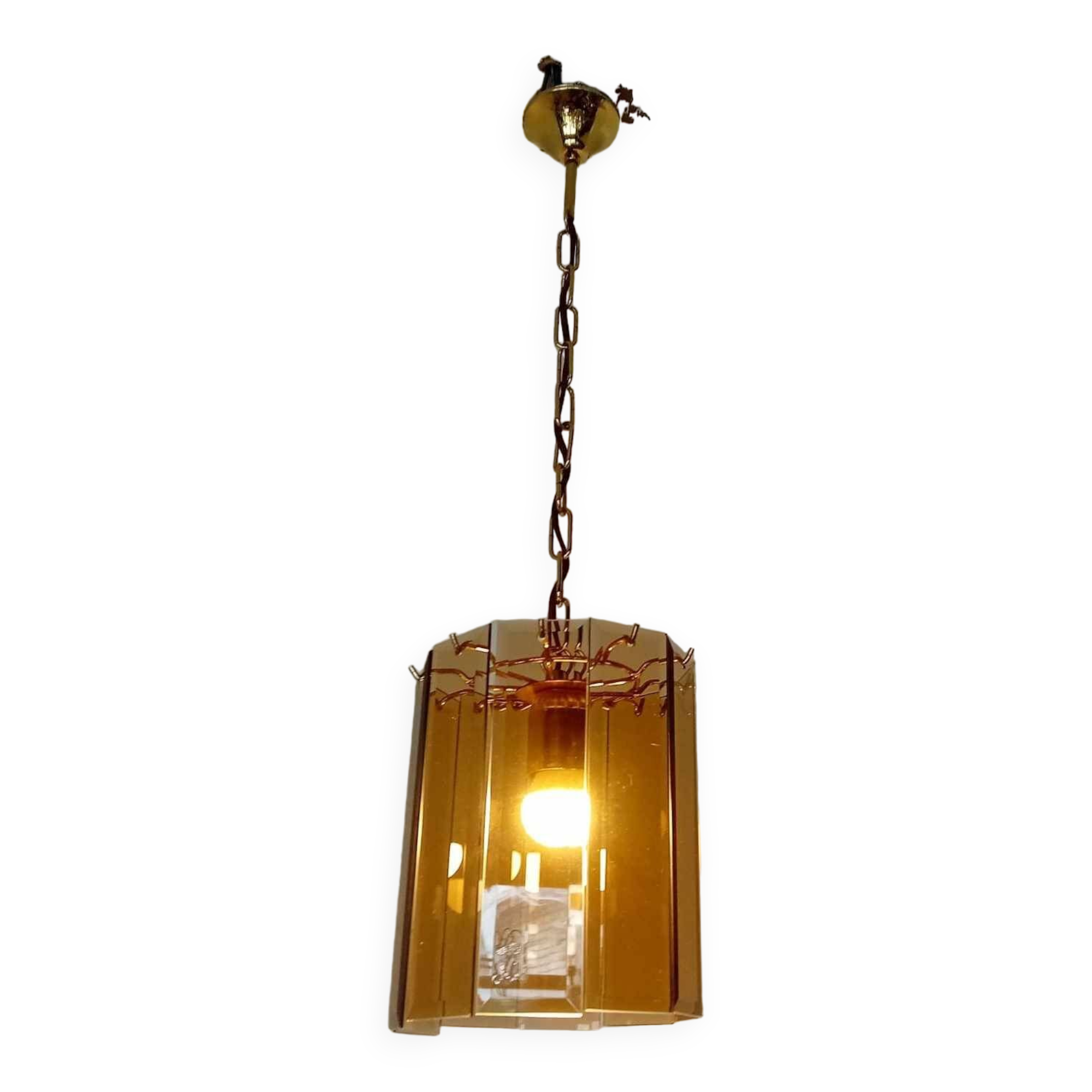 50s/60s pendant light in gold metal