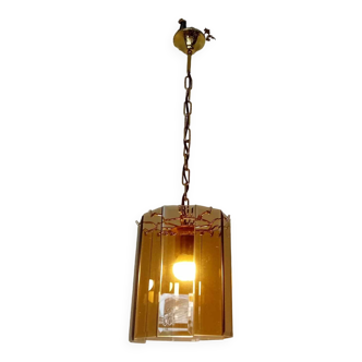 50s/60s pendant light in gold metal