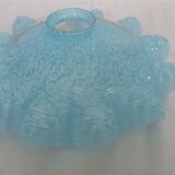 Suspension light with a sky blue glass shade from Clichy, snowflake shape.