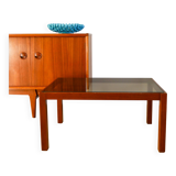 Wood and smoked glass coffee table, Design, 1970