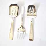 Set of 3 modernist 1950s dessert cutlery in silver by RENEKA.