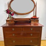 Edwardian Brocante Vintage Mahogany Dressing Table with Inlay 1900-1910
