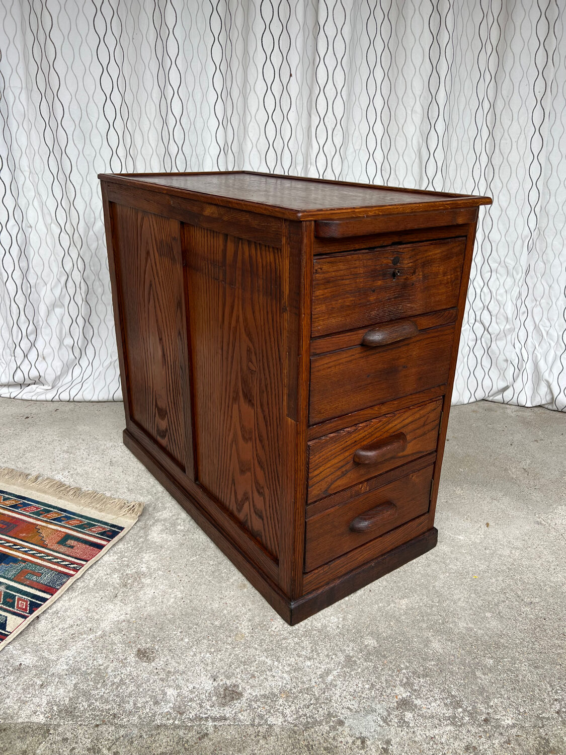 Ancien caisson de bureau en chêne, double face