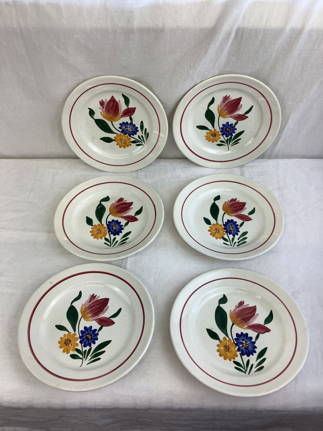 6Digoin Sarreguemines dessert plates
