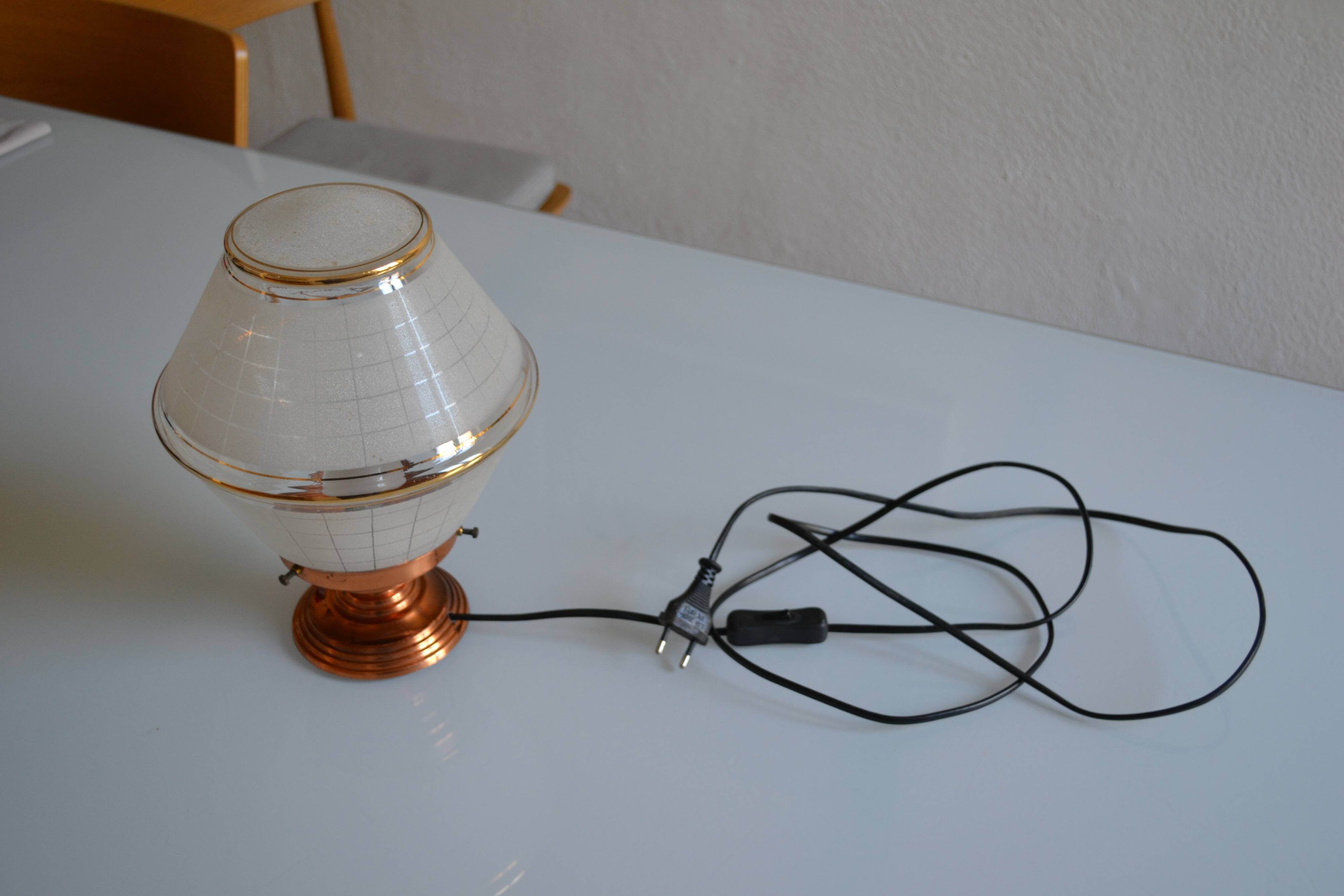Art Deco table lamp with granite glass globe
