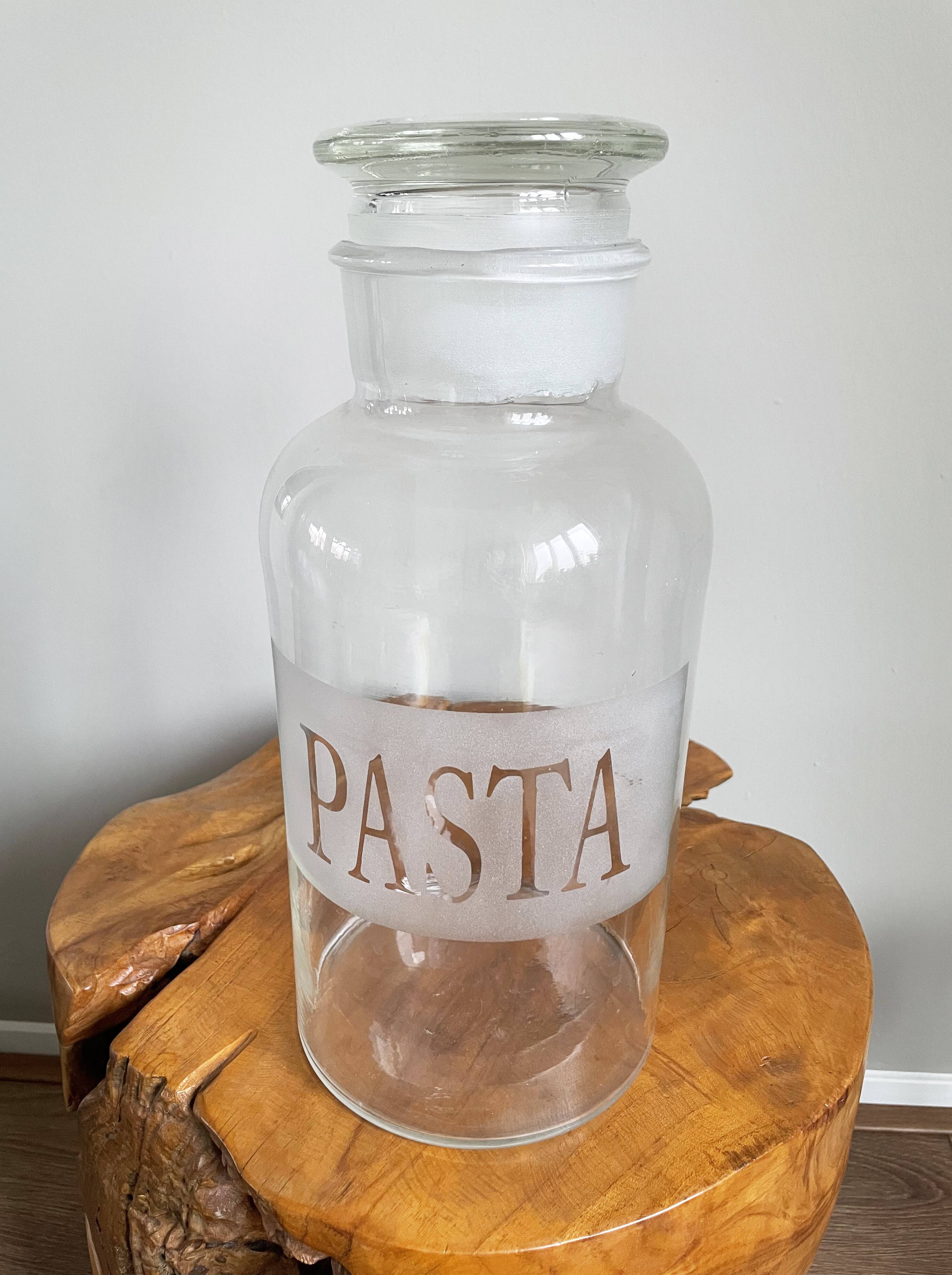 Set of 2 Large Glass Pasta Jars with Stopper Lids, 4 Litre Pasta Containers
