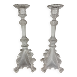 Pair of antique candlesticks Val Saint Lambert - Griffin model