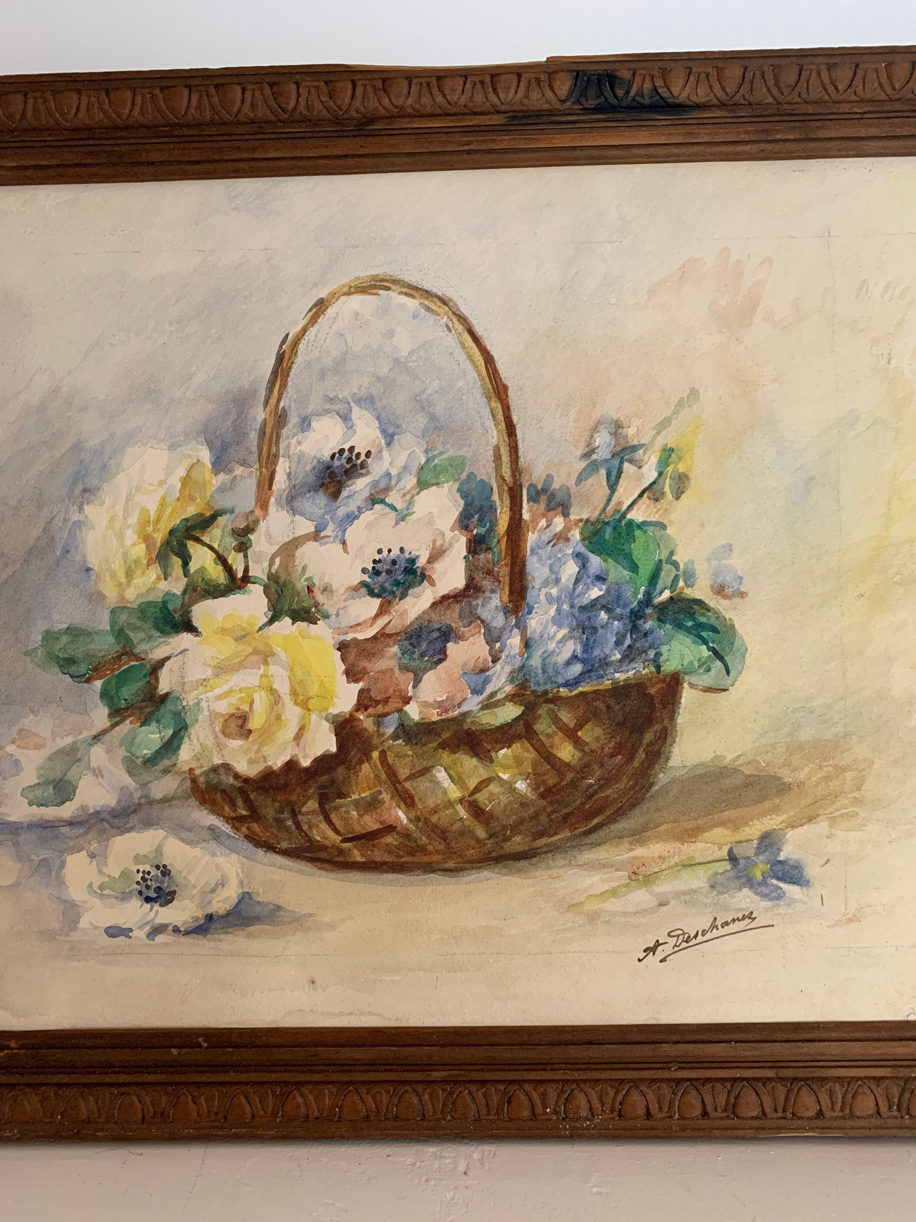 Watercolor in its wooden frame
