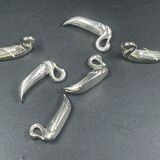 Set of 6 silver metal knife holders for table