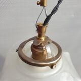 Art Deco white glass draped translucent hanging lamp