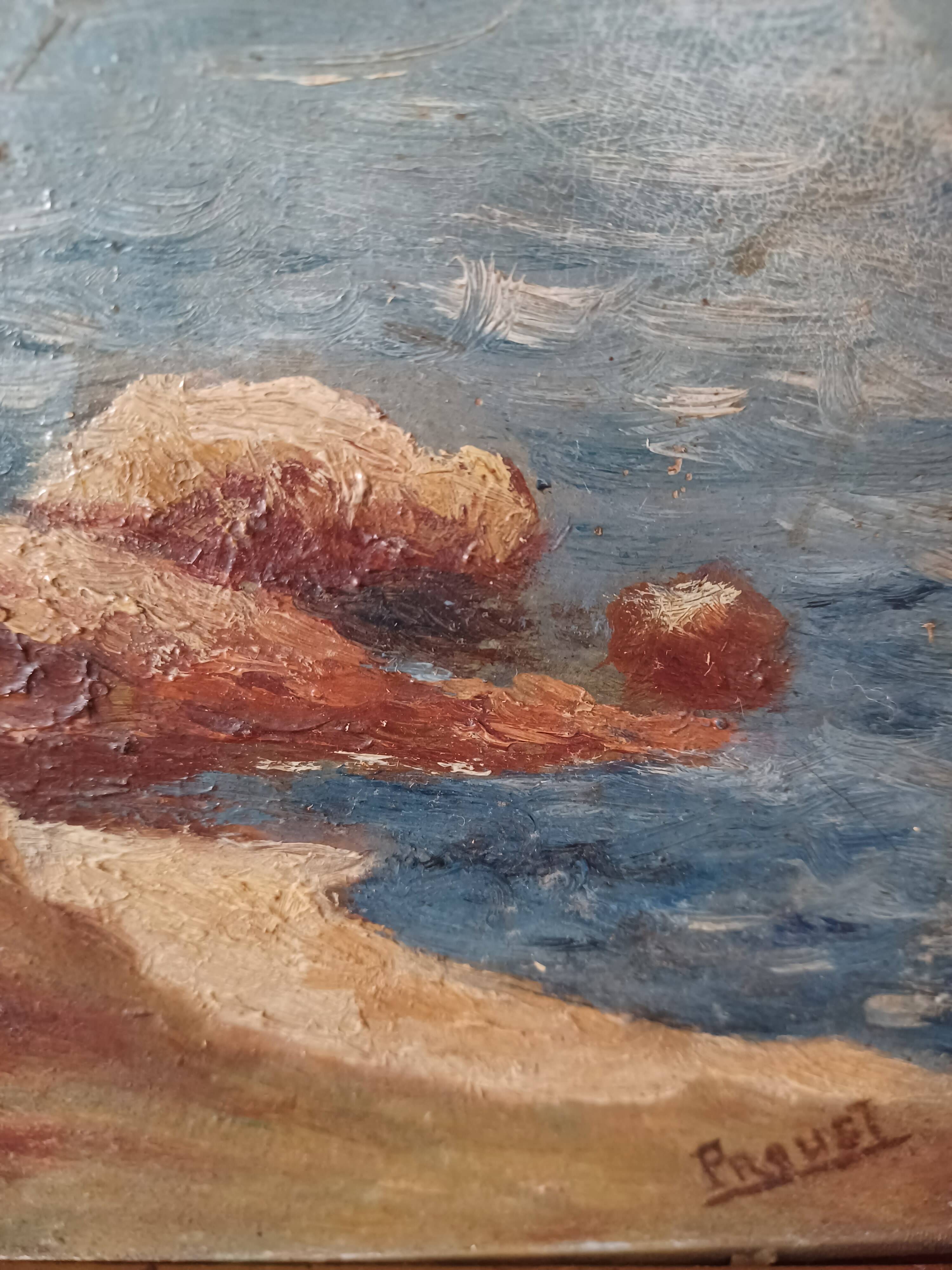 Painting Cabin by the beach signed