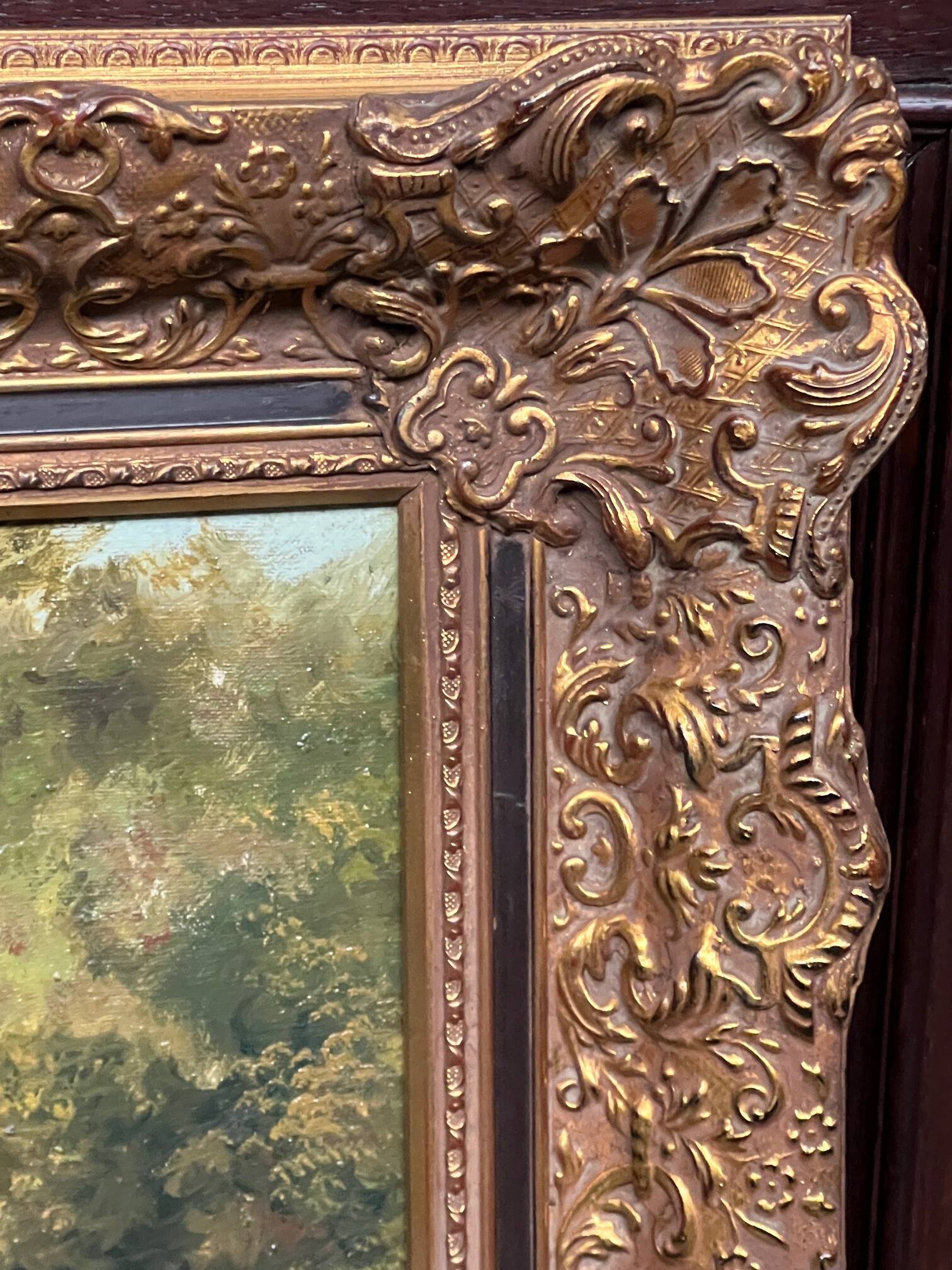 Landscape "Where time passes slowly." Oil on wood panel.