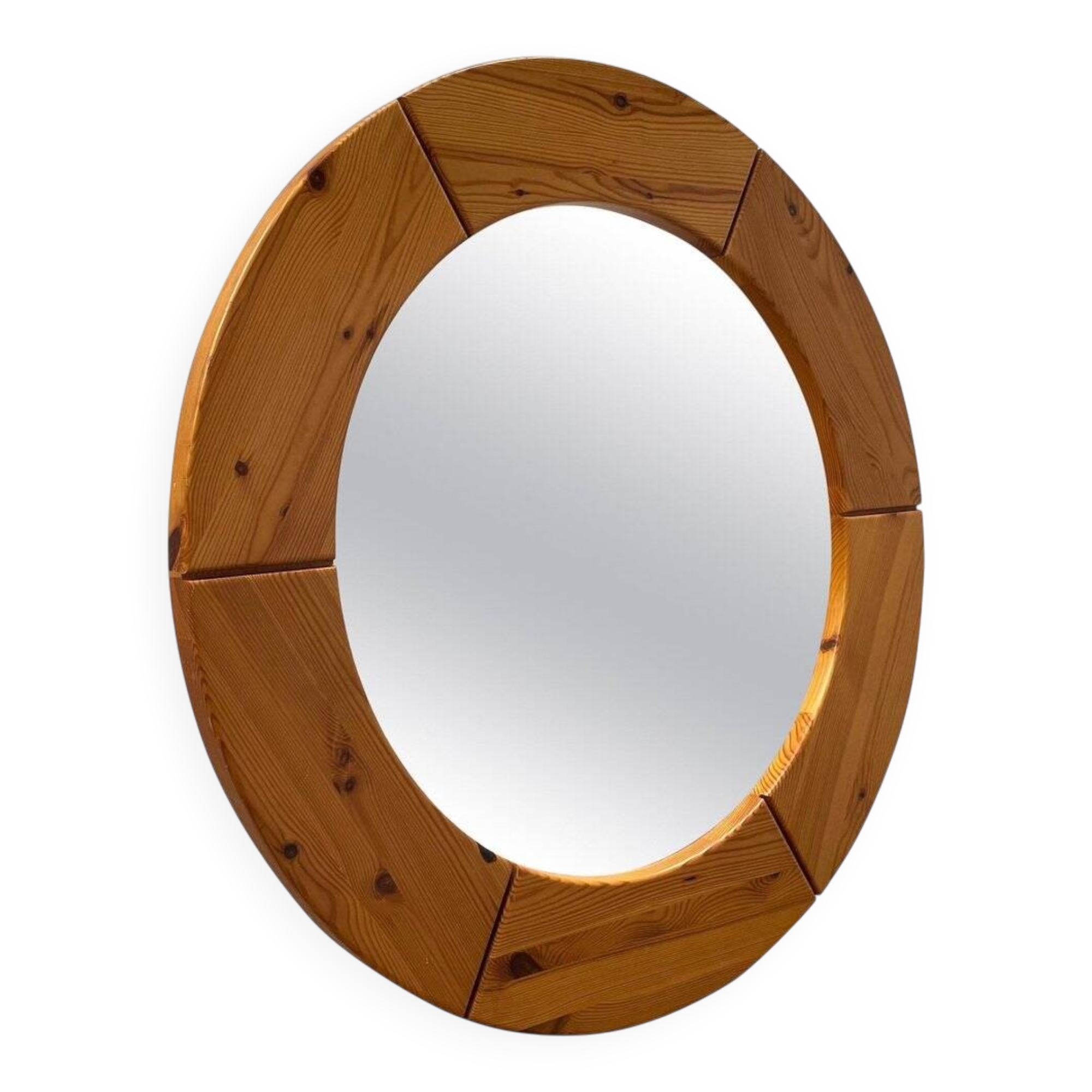 Pine wall mirror by Glasmäster Markaryd, Sweden, 1967