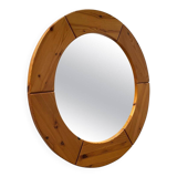Pine wall mirror by Glasmäster Markaryd, Sweden, 1967