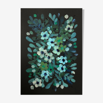 Paint A4 Foliage and blue flowers