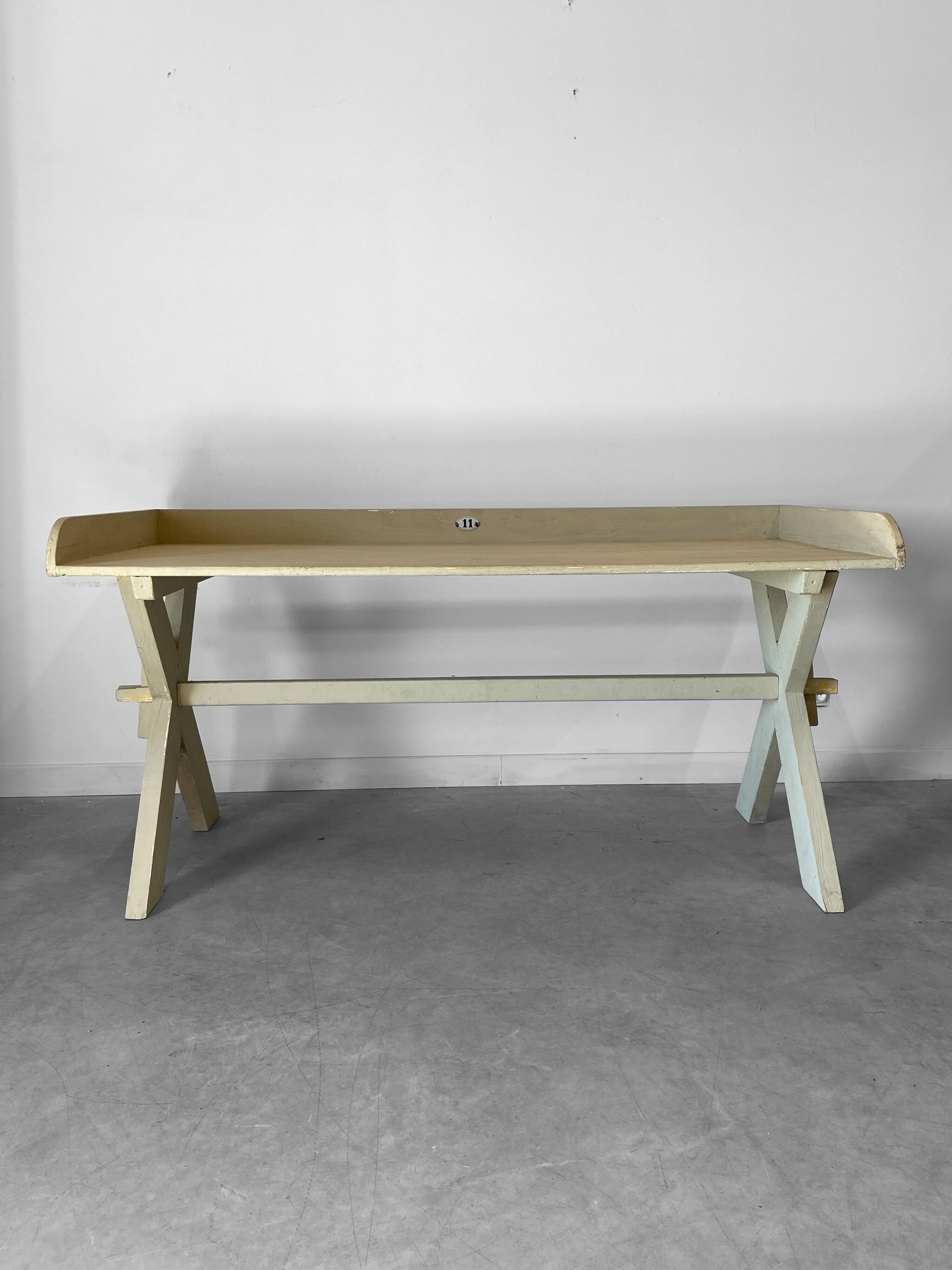XXL vintage desk with water green patina