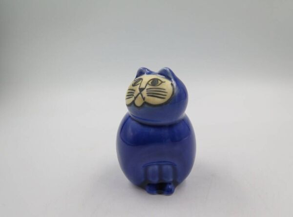 Céramique Chat MIA Bleu Cobalt Lisa Larson Yeux Jaunes Atelier Gustavs