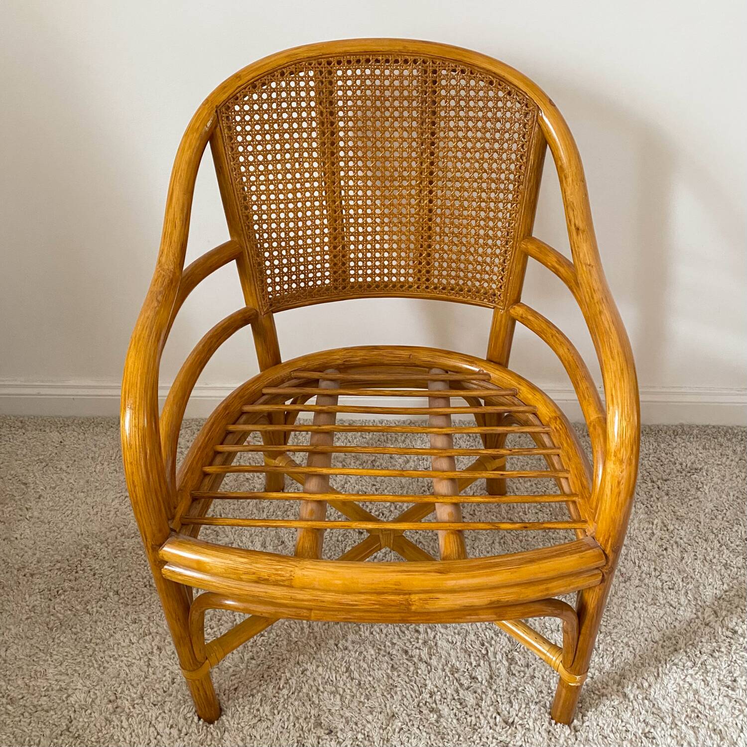 Roche bobois rattan and bamboo armchair