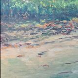 Huile sur toile village vue campagne signé M. Rueff début 20ème