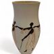 Grand Vase Design 1950, Décor Stylé de Personnages, Signé Balé