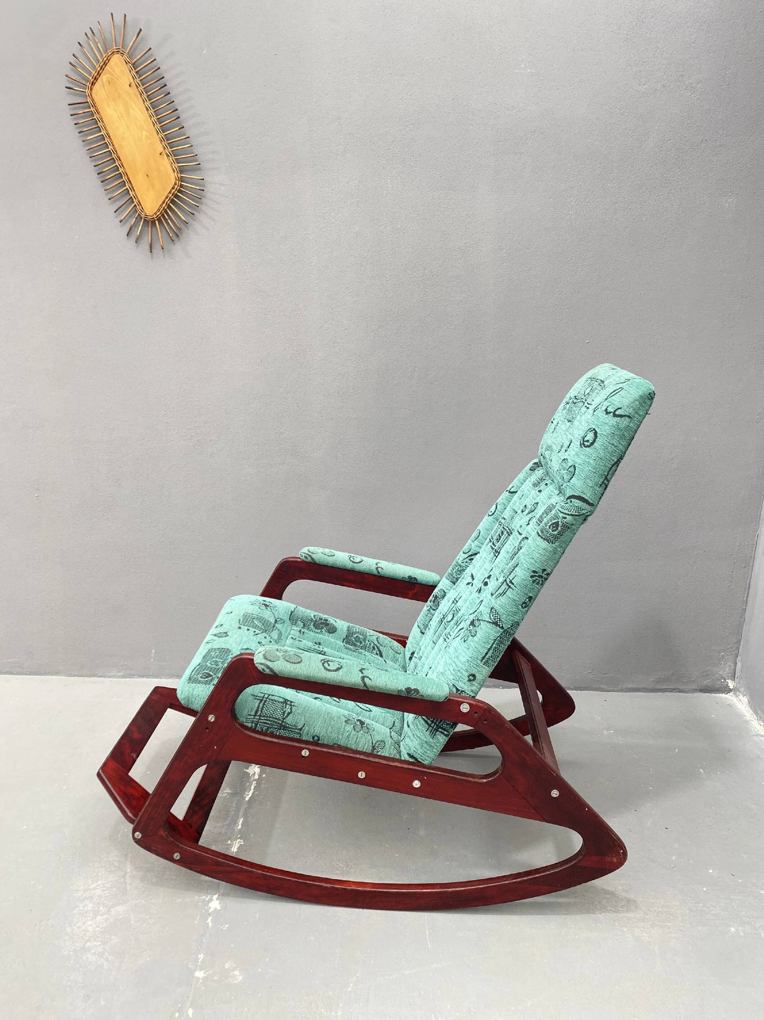 Wooden rocking chair by ÚLUV, mid-century modern, 1970s, Czechoslovakia
