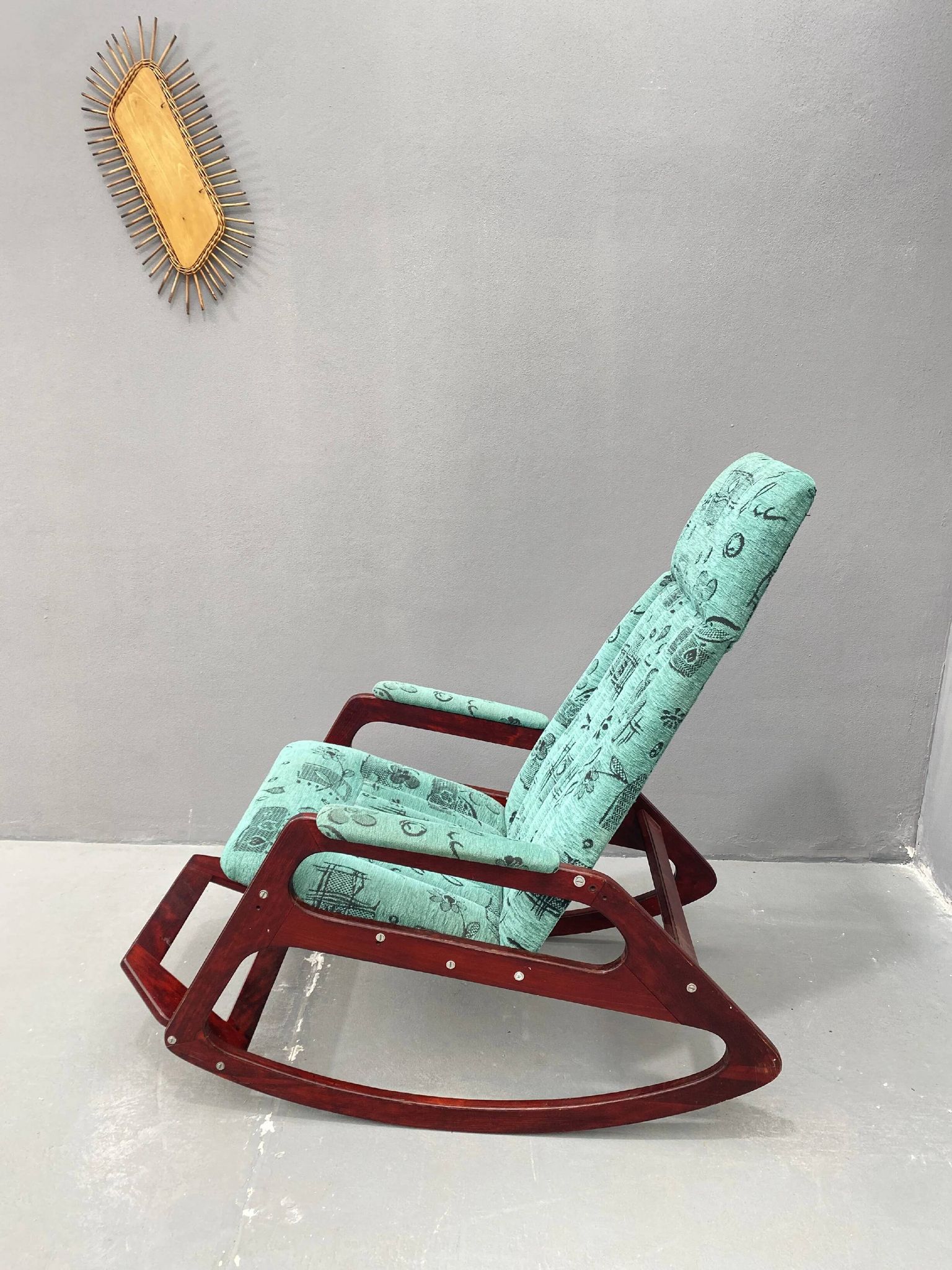 Wooden rocking chair by ÚLUV, mid-century modern, 1970s, Czechoslovakia