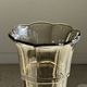 Flared Art Deco vase in smoked moulded glass with steps H30 W13.5
