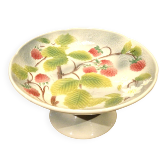 Compote bowl with shower base and slip Saint Clément decoration in raspberry relief