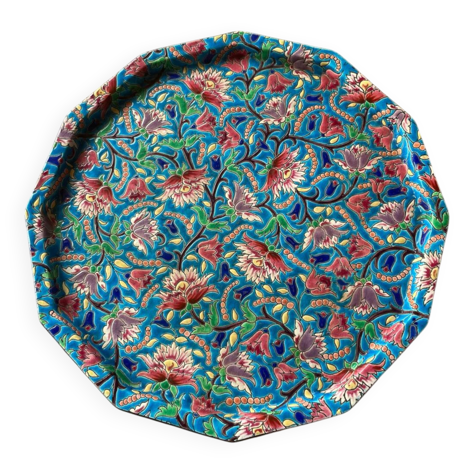 Longwy pie dish with flower pattern