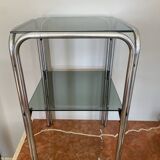 Very beautiful chrome and smoked glass side table
