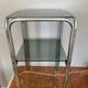 Chrome and smoked glass side table