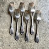 6 silver metal forks