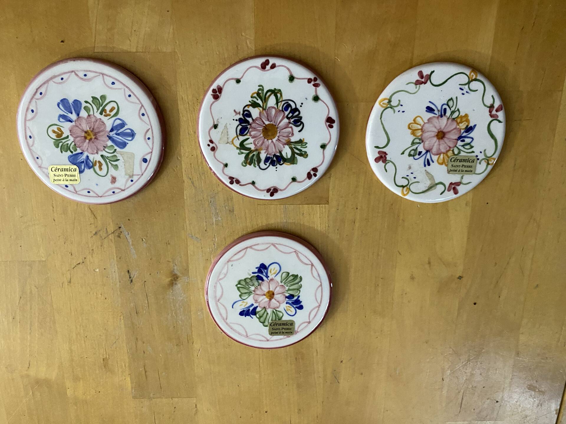 Series 4 coasters saint pierre coloured ceramic mid-century #e