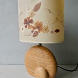 Wooden lamp with its herbarium lampshade from the 70s