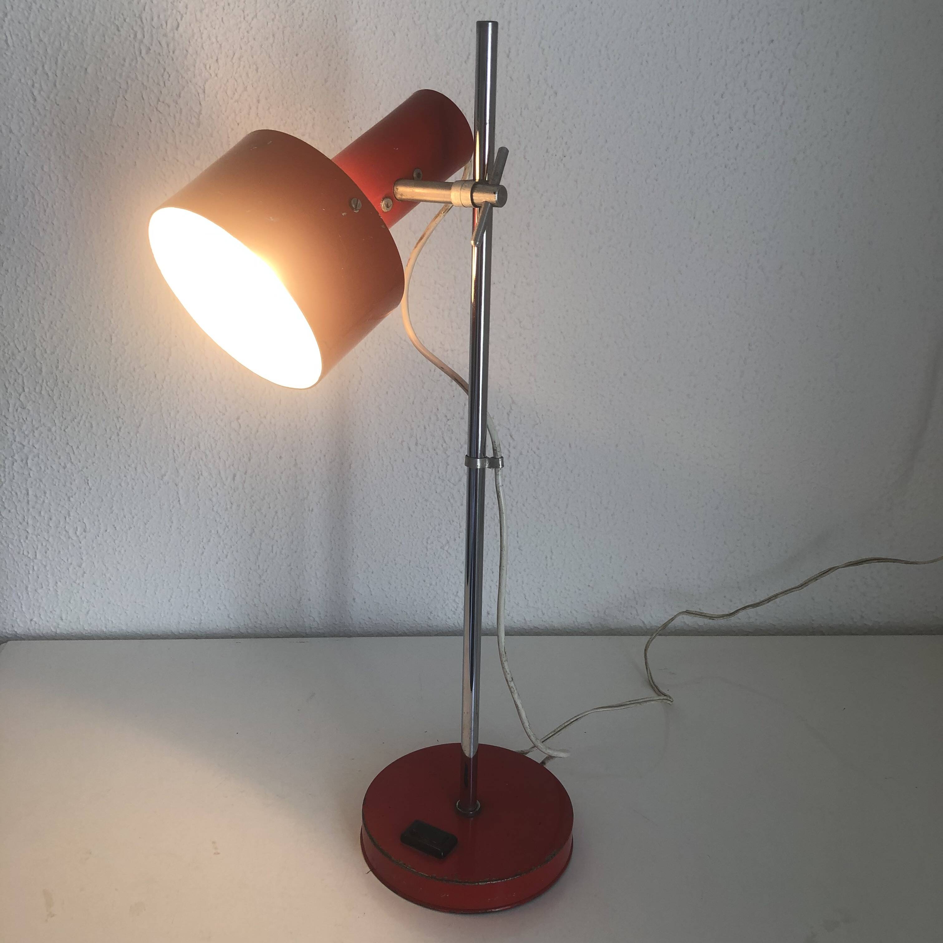 Vintage 1960 Monteuse Delmas devil red lamp - 44 cm