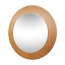 Scandinavian modern round pinewood mirror, 1960's - 43x59cm