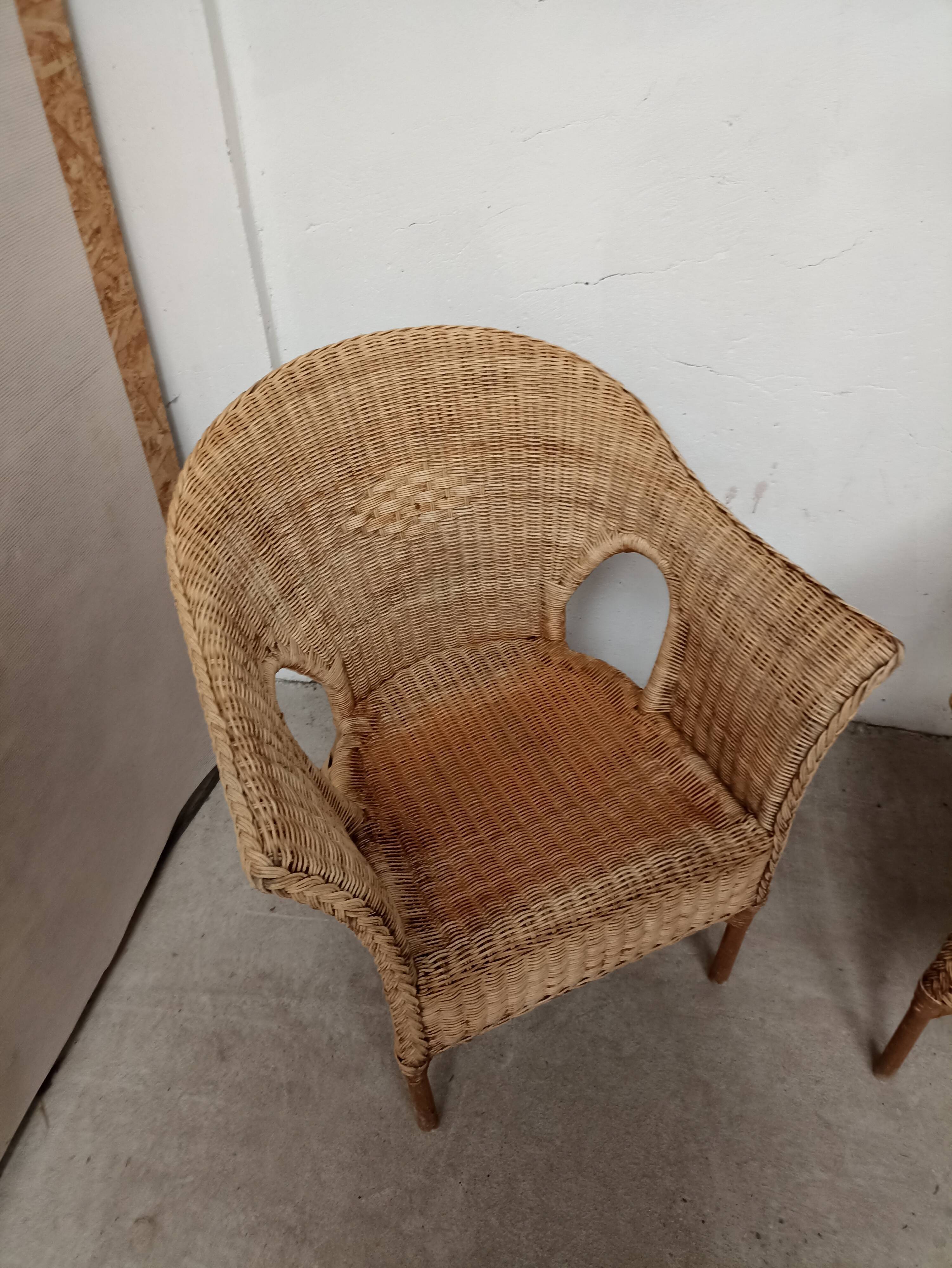 Pair of rattan armchairs