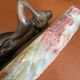 Art Deco female sculpture in bronze with onyx base.