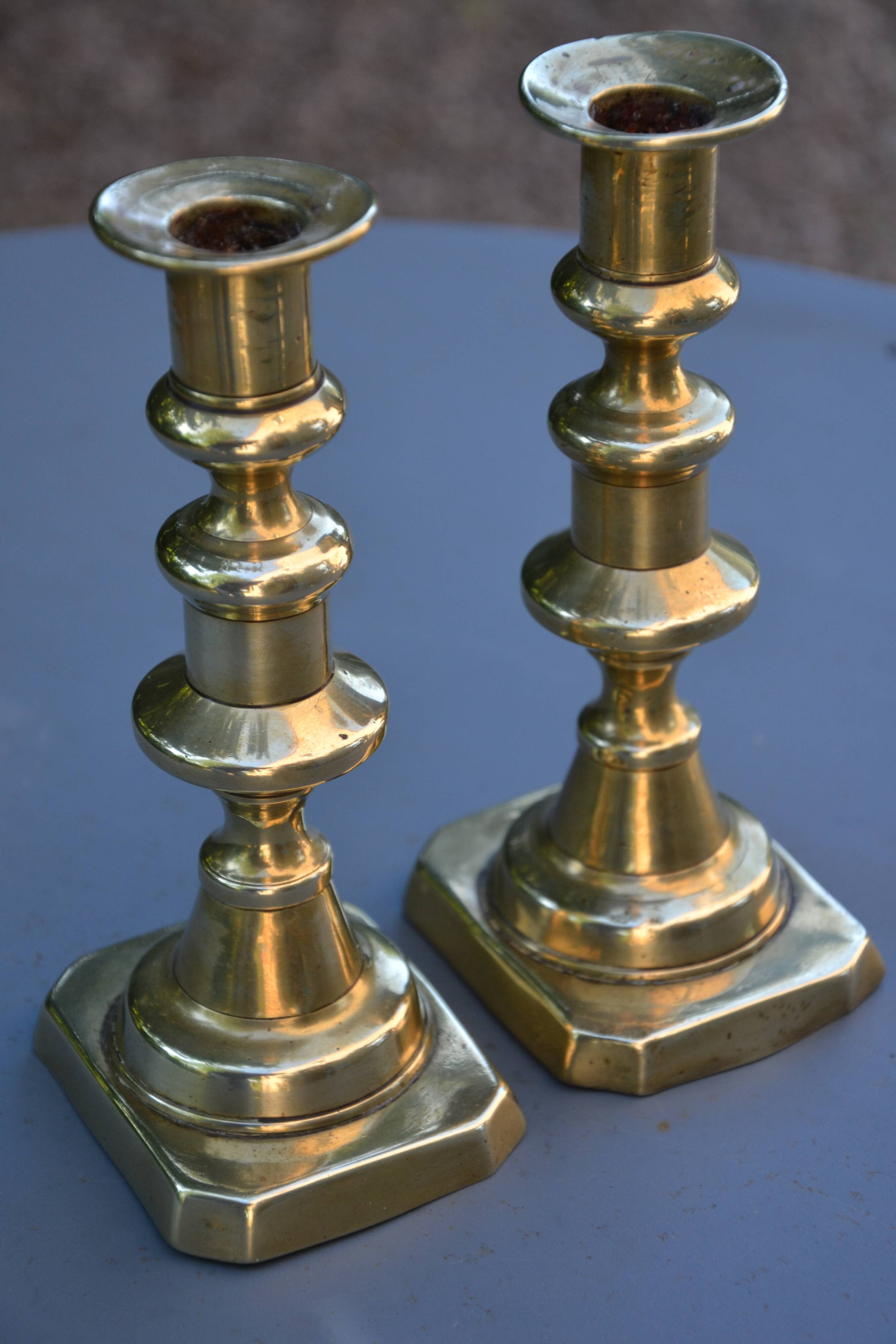 Two modern brass candlesticks