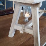 "A frame" bench in solid oak, patinated.