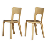 Chaises modèle 66 d'Alvar Aalto pour Artek, années 1980