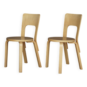 Chaises modèle 66 d'Alvar Aalto pour Artek, années 1980