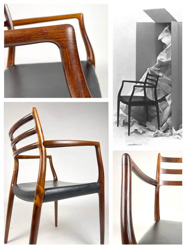 Danish Modern roosewood and leather Mod. 62 Niels Møller chair, 1962