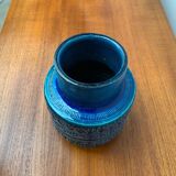 Italian blue ceramic vase Rimini by Aldo Londi for Bitossi, 1960s.