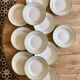 Set of 12 white, mint and gold soup plates, Mosèle de Luné model