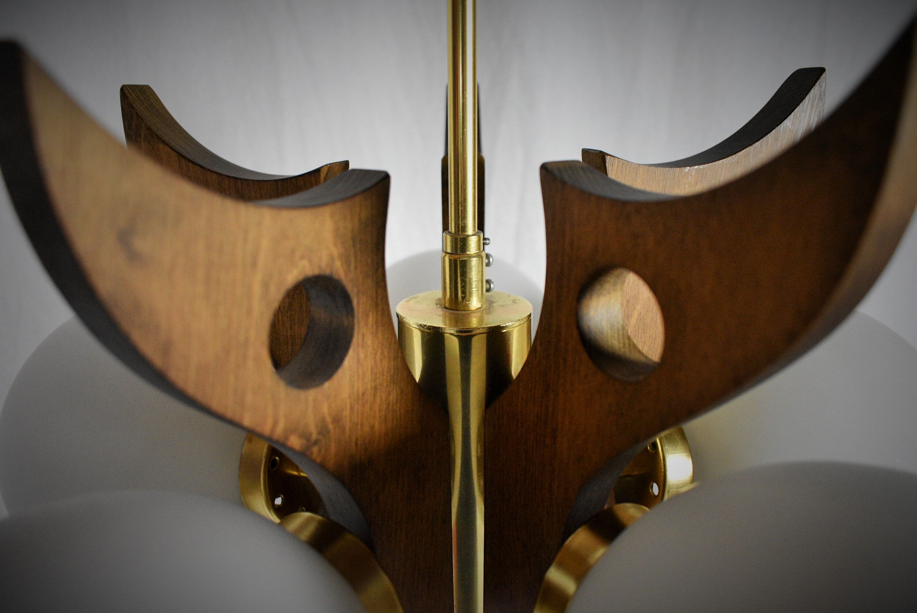 Midcentury Wood Chandelier, 1970s